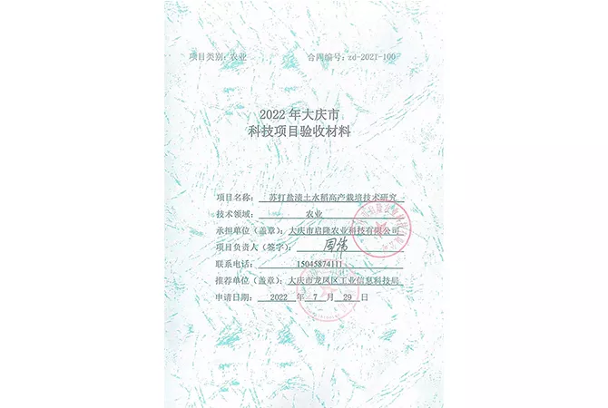 2022年大庆市科技项目